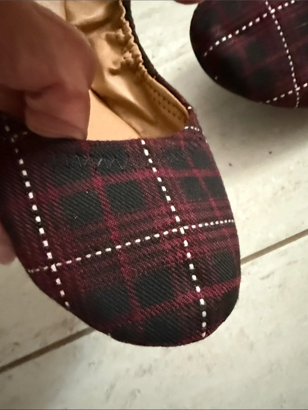 Lucky Brand Women's Burgundy Plaid Ballet Flats..size 9.5M